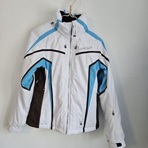 Spyder XTL 10000 Thinsulate Ski Jacket White Blue Vented Women's Size 8 US
